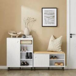 SoBuy Skab til sko med 1 dør i hvid 70x37x88cm, moderne FSB62-W