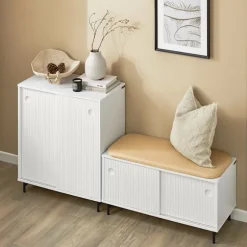 SoBuy Skab til sko med 1 dør i hvid 70x37x88cm, moderne FSB62-W