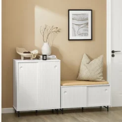 SoBuy Skab til sko med 1 dør i hvid 70x37x88cm, moderne FSB62-W