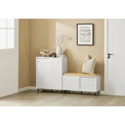 SoBuy Skab til sko med 1 dør i hvid 70x37x88cm, moderne FSB62-W