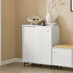 SoBuy Skab til sko med 1 dør i hvid 70x37x88cm, moderne FSB62-W