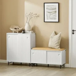 SoBuy Skab til sko med 1 dør i hvid 70x37x88cm, moderne FSB62-W