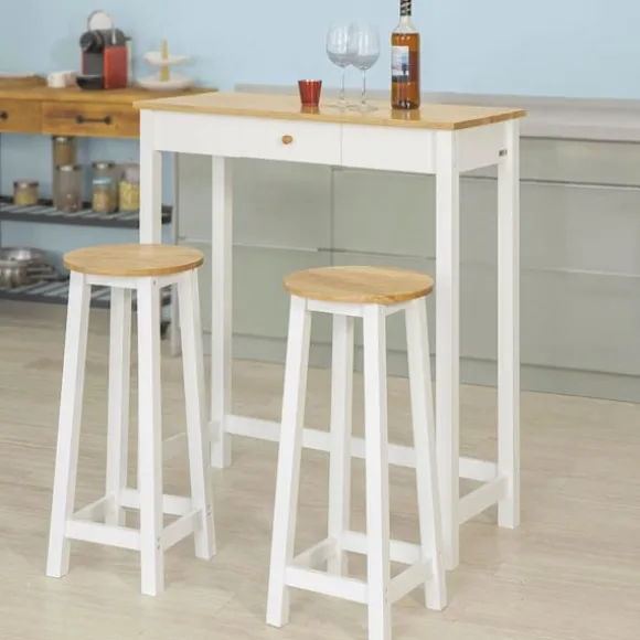 SoBuy skrivebord med skuffe Barbord Spisebord med stole FWT50-WN