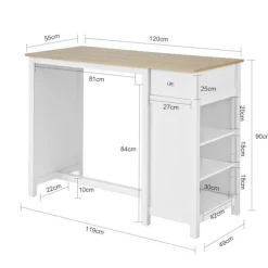 SoBuy skrivebord med skuffe computerbord SpisebordFWT64-WN