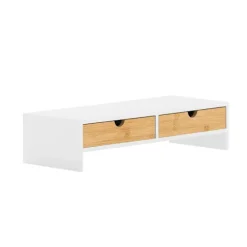 SoBuy Skærmholder med 2 skuffer i træ 47x18x11cm, funktionel BBF02-WN
