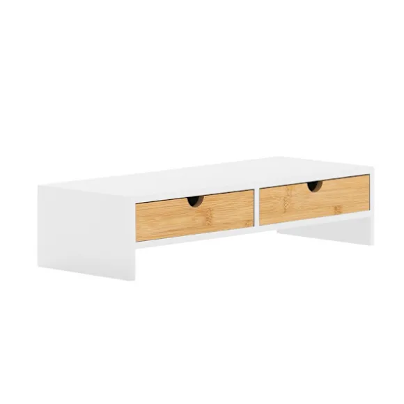 SoBuy Skærmholder med 2 skuffer i træ 47x18x11cm, funktionel BBF02-WN