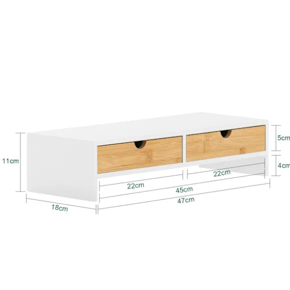 SoBuy Skærmholder med 2 skuffer i træ 47x18x11cm, funktionel BBF02-WN