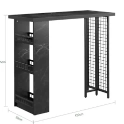 SoBuy sort barbord 120x50x105cm, industriel FWT100-SCH