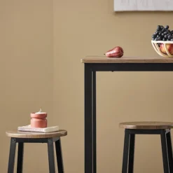 SoBuy sort bord med 4 skamler med pladsbesparende 120x40x100cm, industriel OGT22-SCH