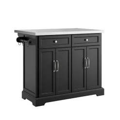 SoBuy sort køkkenø med 2 skuffer 107x71x92cm, klassisk FKW71-II-SCH