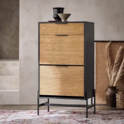 SoBuy sort skohylde med 1 skuffe 60.1x40.1x111.5cm, moderne HFSR03-SCH
