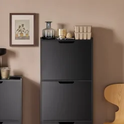 SoBuy sort skoskab med 4 døre 19x50.01x129.01cm, moderne FSR151-H-SCH