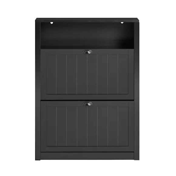 SoBuy sort skoskab med 2 døre 24x80.01x110.01cm, moderne FSR87-SCH