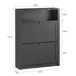 SoBuy sort skoskab med 2 døre 24x80.01x110.01cm, moderne FSR87-SCH