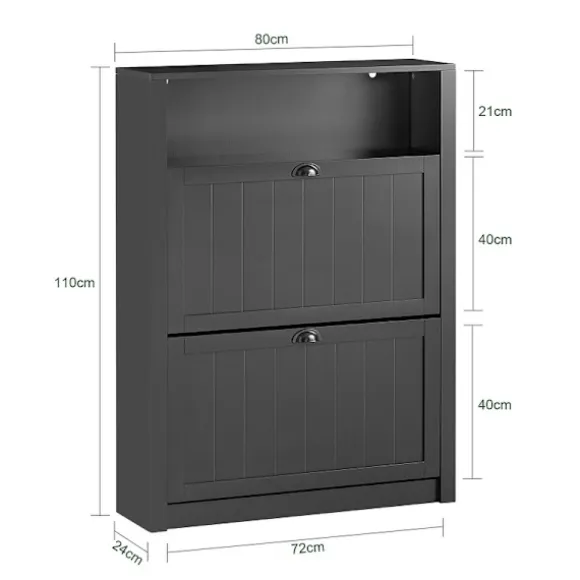 SoBuy sort skoskab med 2 døre 24x80.01x110.01cm, moderne FSR87-SCH
