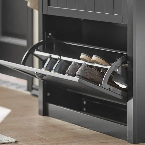 SoBuy sort skoskab med 2 døre 24x80.01x110.01cm, moderne FSR87-SCH