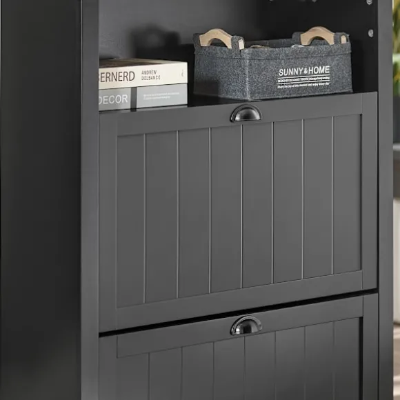 SoBuy sort skoskab med 2 døre 24x80.01x110.01cm, moderne FSR87-SCH