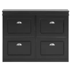 SoBuy sort skoskab med 4 døre 105x24x81.99cm, moderne FSR79-SCH