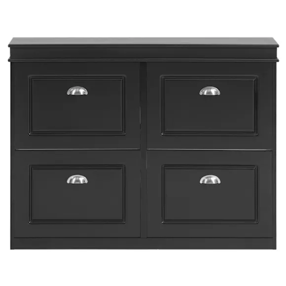 SoBuy sort skoskab med 4 døre 105x24x81.99cm, moderne FSR79-SCH