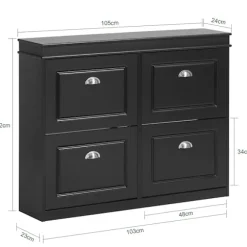 SoBuy sort skoskab med 4 døre 105x24x81.99cm, moderne FSR79-SCH