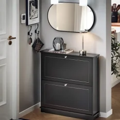 SoBuy sort skoskab med 2 døre 18.01x76x78.99cm, moderne FSR99-SCH