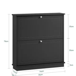 SoBuy sort skoskab med 2 døre 18.01x76x78.99cm, moderne FSR99-SCH