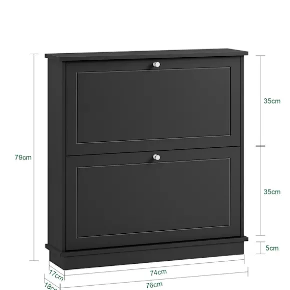 SoBuy sort skoskab med 2 døre 18.01x76x78.99cm, moderne FSR99-SCH