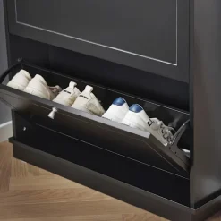 SoBuy sort skoskab med 2 døre 18.01x76x78.99cm, moderne FSR99-SCH