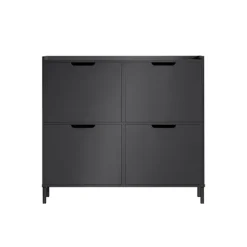 SoBuy sort skoskab med 4 døre 19x100x89.99cm, minimalistisk FSR100-SCH