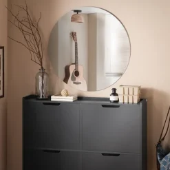 SoBuy sort skoskab med 4 døre 19x100x89.99cm, minimalistisk FSR100-SCH