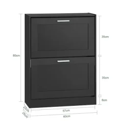 SoBuy sort skoskab med 2 døre 59.5x23x79.5cm, vintage FSR137-SCH