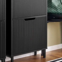 SoBuy sort skoskab med 3 døre 19x50.01x130cm, moderne FSR177-H-SCH