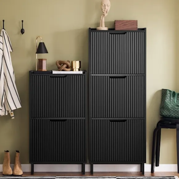 SoBuy sort skoskab med 3 døre 19x50.01x130cm, moderne FSR177-H-SCH