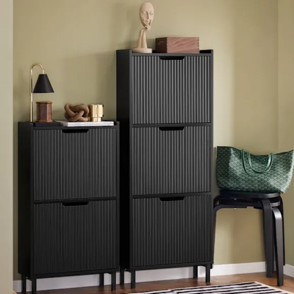 SoBuy sort skoskab med 3 døre 19x50.01x130cm, moderne FSR177-H-SCH
