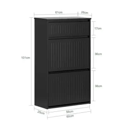 SoBuy sort skoskab med 1 skuffe 26.01x61.01x100.99cm, funktionel FSR165-SCH