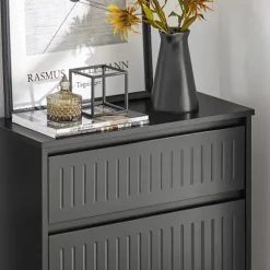 SoBuy sort skoskab med 1 skuffe 26.01x61.01x100.99cm, funktionel FSR165-SCH