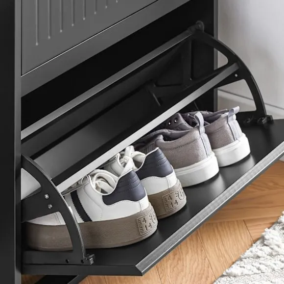 SoBuy sort skoskab med 1 skuffe 26.01x61.01x100.99cm, funktionel FSR165-SCH
