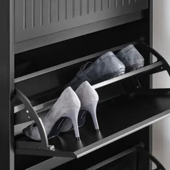 SoBuy sort skoskab med 1 skuffe 26.01x61.01x100.99cm, funktionel FSR165-SCH