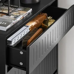SoBuy sort skoskab med 1 skuffe 26.01x61.01x100.99cm, funktionel FSR165-SCH