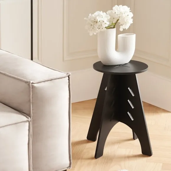SoBuy sort sofabord med kegleforbindelser og til telefon 32x32x48.5cm, industriel HFBT01-K-SCH