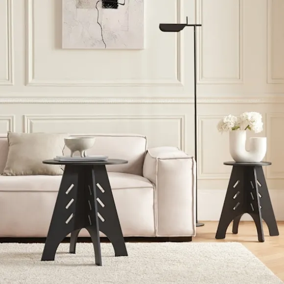 SoBuy sort sofabord med kegleforbindelser og til telefon 32x32x48.5cm, industriel HFBT01-K-SCH