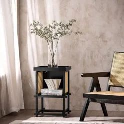 SoBuy sort sofabord 40x40x60cm, moderne HFBT03-SCH