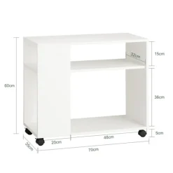 SoBuy Stuebord med 2 hylder i hvid 70x35x61.5cm, moderne FBT34-W