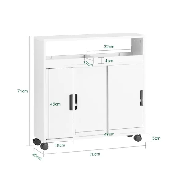 SoBuy Toiletpapirholder med skab med 2 døre i hvid 70x20x70cm, rustik BZR02-W