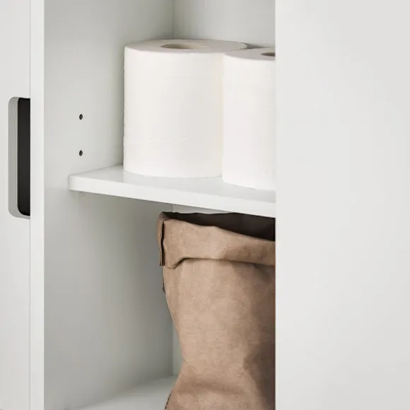 SoBuy Toiletpapirholder med skab med 2 døre i hvid 70x20x70cm, rustik BZR02-W