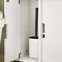 SoBuy Toiletpapirholder med skab med 2 døre i hvid 70x20x70cm, rustik BZR02-W