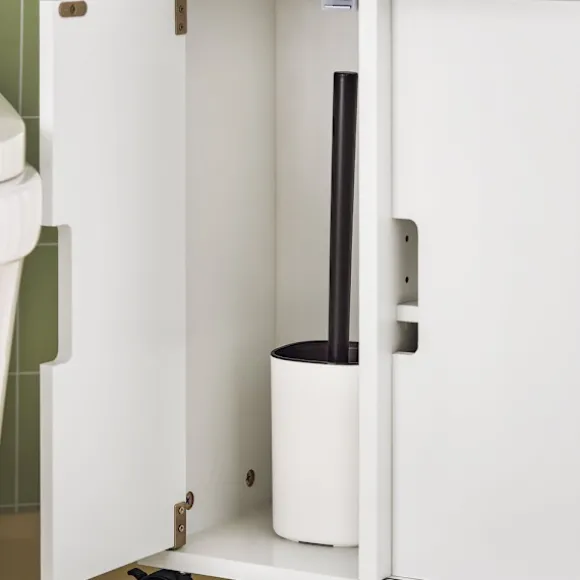 SoBuy Toiletpapirholder med skab med 2 døre i hvid 70x20x70cm, rustik BZR02-W