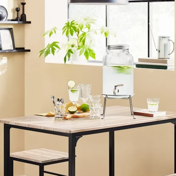 SoBuy træ bord med 4 skamler med pladsbesparende 100x60x87cm, industriel OGT11-N