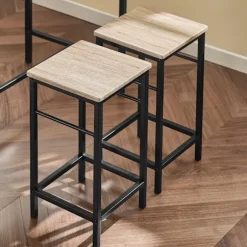 SoBuy træ bord med 4 skamler med pladsbesparende 100x60x87cm, industriel OGT11-N