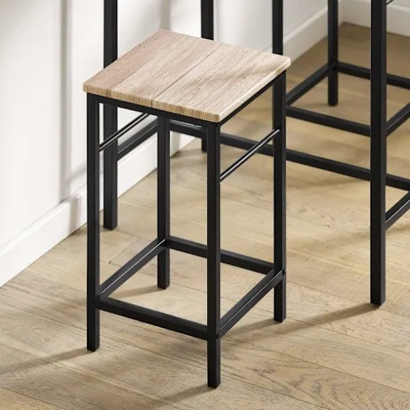 SoBuy træ bord med 2 skamler med pladsbesparende 80x50x87cm, industriel OGT10-N